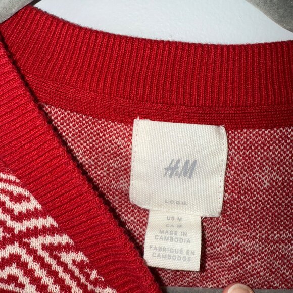 H&M Red Polar Bear & Snowflake Christmas Sweater M - Picture 6 of 8